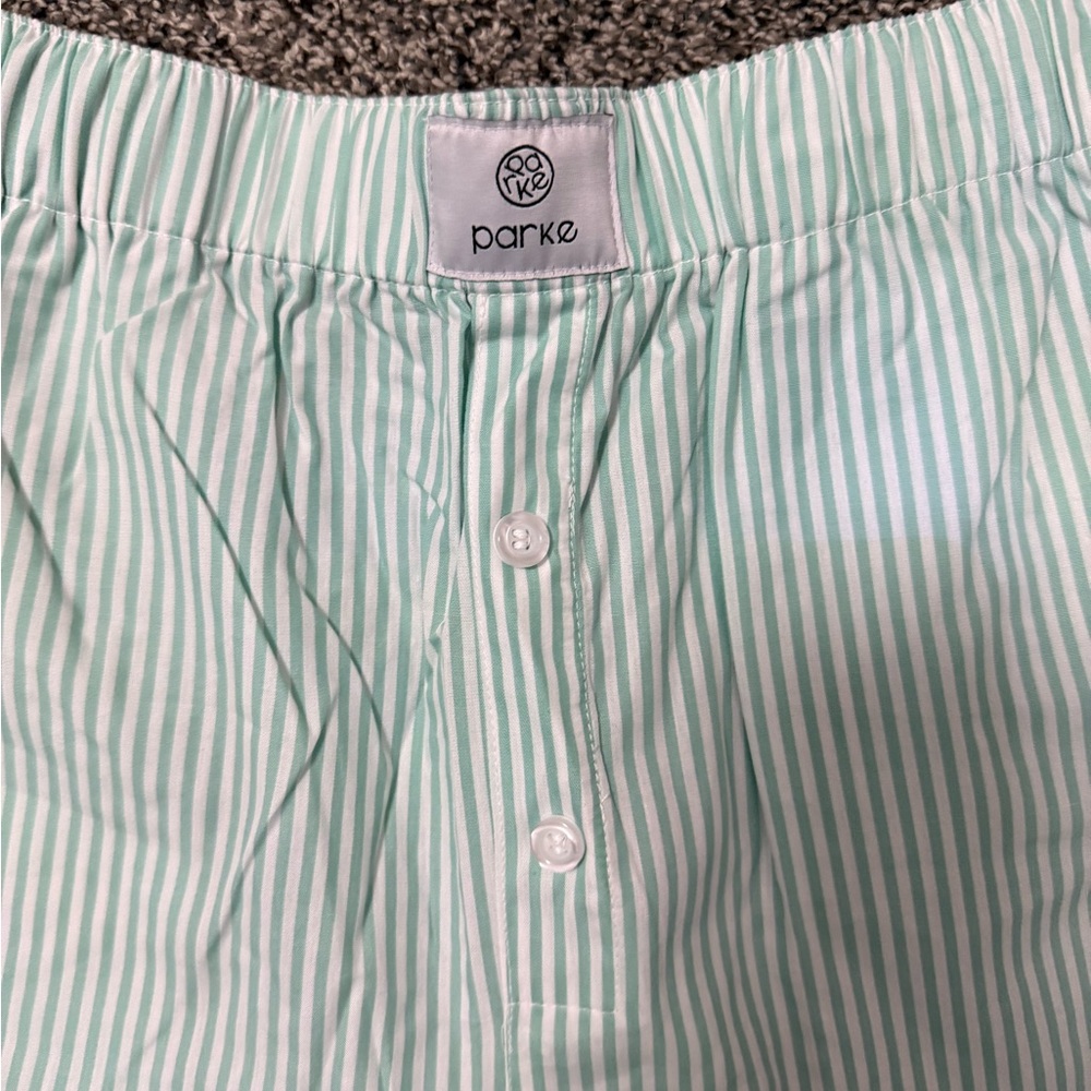 Parke Striped Boxer Shorts XL NWOT Green and White - Picture 2 of 4